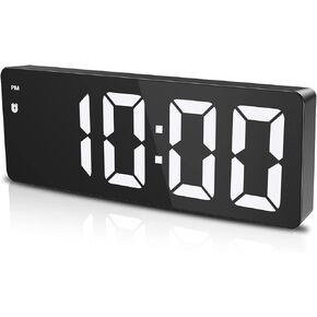KeeKit Digital Alarm Clock, LED Display, Temperature, Time, Snooze, Voice Control, 3 Alarm Settings, Adjustable Brightness, 6.5-Inch, Green