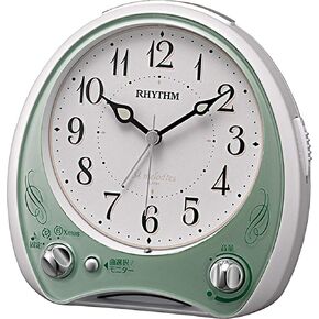 Rhythm 8RM400SR03 Ariacantabile N Alarm Clock with Melody, Continuous Second Hand, White, 5.4 x 5.3 x 3.1 inches (13.6 x 13.5 x 7.9 cm), White