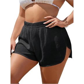 Women's Plus Size High Elastic Waist Cover Up Shorts Loose Split Side Beach Shorts Swimwear in Kuwait