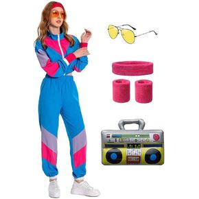 Women 80s Sportswear Set 90s Outfits Accessories Casual Sweatsuits Retro Vintage Purple Tracksuit