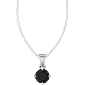0.25-2.00 Carat Round Black Diamond Pendant Necklace with 18'' Box Chain in 925 Sterling Silver | Hypoallergenic and Fiercely Fabulous