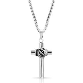 Montana Silversmiths Christian Faith Cross Men's Necklace (Rope Wrapped Cross Necklace)