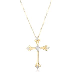 Femme Luxe 0.10 carat Diamond Celtic Cross religious Pendant In Sterling Silver Silver, for Women and Men, 18inch Cable Chain, Hypoallergenic, Gift Ready Jewelry