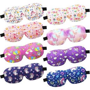 Foaincore 8 Pcs Unicorn Sleep Masks Cute Sleeping Masks for Kids 3D Contoured Eye Mask with Adjustable Strap Kids Sleep Eye Covers for Girls Travel Nap Sleep Lunch Break(Unicorn)
