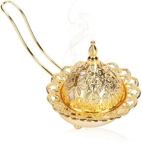 Metal Incense Burner, Handheld Charcoal Incense Burner, Censer Incense Burner with Handle for Bedroom Window Living Room Study Office