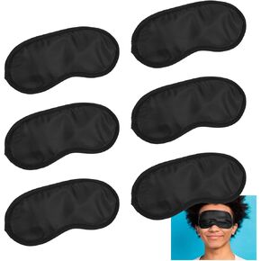 6pcs Blindfold Eye Mask Shade Cover Eye Mask Sleep Masks Sleeping Mask Party Supply with Adjustable Strap for Men and Women (Black)