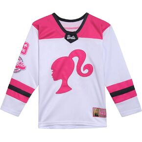 Barbie Girls Mesh Hockey Jersey Long Sleeve T-Shirt Toddler to Big Kid Sizes (2T - 14-16)