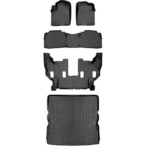 SMARTLINER Floor Mats 3 Rows and Cargo Liner Behind 2nd Row Set Black for 17-18 Armada / 11-13 Infiniti QX56 / 2014-2018 QX80