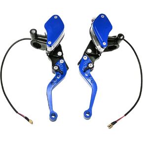MDEOOSKY 2 Pcs 7/8" 22mm Motorcycle Brake Clutch Pump Lever with Dual Hydraulic Master Cylinder Reservoir Replacement for Honda Yamaha Kawasaki Suzuki Harley Models Ranging from 50CC to 300CC, Blue
