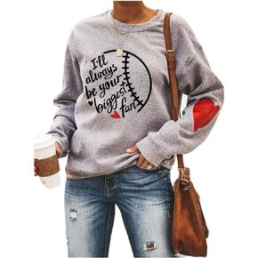 Love Heart Baseball Pullvoer Tops for Women Long Sleeve Sweatshirts Casual Blouse Medium