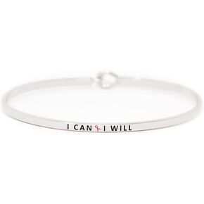 Pink Ribbon Breast Cancer Awareness Inspirational Message Thin Bracelet (6 Diff Phrases)