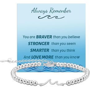 LINY Inspirational Gifts for Women, Natural Stone 4MM/6MM Beads Wave Bracelet, Inspirational Bracelets for Women, Thoughtful Spiritual Encouragement Gift for Female Best Friend