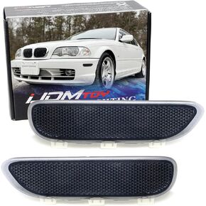 iJDMTOY OE-Spec Smoked Lens Front Bumper Side Marker Reflector Assemblies, Compatible With BMW E46 2001-03 325CI 330CI 2-Door, 2001-2006 M3 Coupe