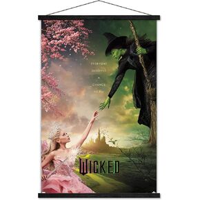 Trends International Wicked - One Sheet Wall Poster with Magnetic Frame, 22.37" x 34.00", Print and Black Hanger Bundle