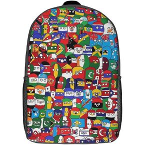 Countryball Polandball World Map School Backpacks Large Capacity Travel Bag Book Bags Sports Daypack for Girls Boys