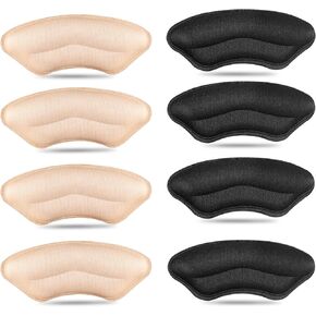 4 Pairs Heel Pads for Shoes That are Too Big, Soft High Heel Grips, Heel Inserts for Loose Shoes, Blisters, Heel Pain, Heel Liners for Womens Mens, Heel Filler Cushions Improved Shoe Fit and Comfort