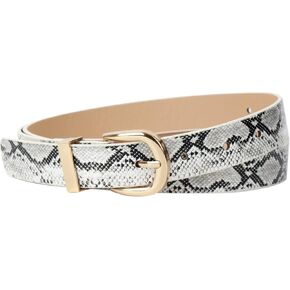 Monique Women Snakeskin Print Skinny Thin Faux Leather Belt Jeans Pants Dress Waist Belt