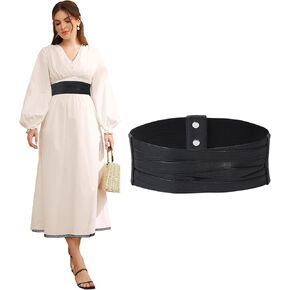 SUOSDEY Women Faux Leather Braided Waist Belt for Dress Elastic Stretch Belt for Ladies Wide Waist Belt for Women