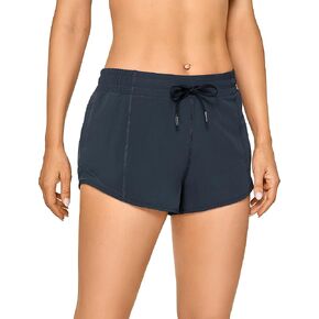 CRZ YOGA Women's Mid Waisted Quick Dry Running Shorts with Liner 2.5'' - Workout Athletic Sport Shorts Side Zip Pockets