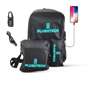 Speed of Learning, USB Luminous School Bag w/Charging Port iOS + Android, Sling Bag & Pencil Case, Waterproof, Anti-theft Lock, Lightweight Laptop Backpack for Kids + Teens, Black