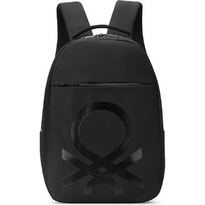 United Colors of Benetton Fabrica Backpack, Black, 15.6 Inch Laptop Sleeve