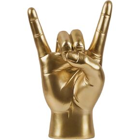 Vilead Metal Horns Sculpture,7.6" Gold Rock and Roll Hand Gesture Statue,Rock On Hand Sculpture,Gold Shelf Decor Accessories,Tabletop Statue Decor for Desk Bookshelf in Home (Black, Right Hand)