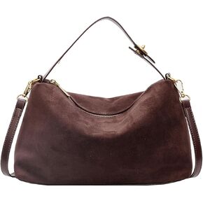 Suede Tote Bags for Women Shoulder Crossbody Bag Retro Suede Handbags Slouchy Satchel Hobo Handbags Suede Purse