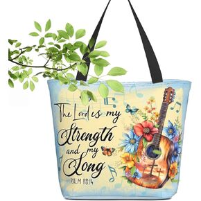 Tote Bag for Women Reusable Shopping Tote Bag Zippered Inspirational Scripture Shoulder Bags