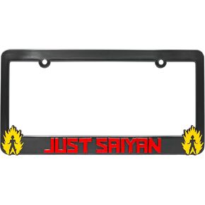 Just Saiyan V2 3D Raised License Plate Frame | 1 Pack Car License Plate Cover | Universal US Car Black License Plate Holder | Auto Accessories (Car, Truck and SUV)