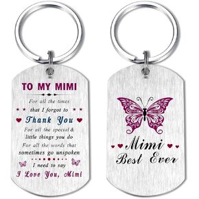 EE&YU Mimi Keychain Gifts - Mimi Birthday Gifts, I Love Mimi Gifts from Grandkids, Thank You Mimi Present, Mimi Retirement Valentines Day Key Chain