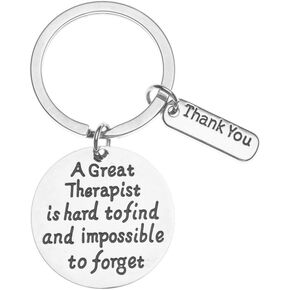 Therapist Keychain - A Great Therapist is Hard to Find but Impossible to Forget Jewelry - Therapist Gift for Men and Women