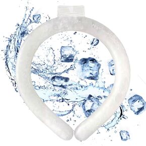 Neck Cooling Tube, Reusable Wearable Cooling Neck Wraps for Summer Heat, Cooling Starts at 28°C, Relief for Hot Flashes and Fever Smart ice Neckband for All Sports Outdoor Activities (Clear/White)