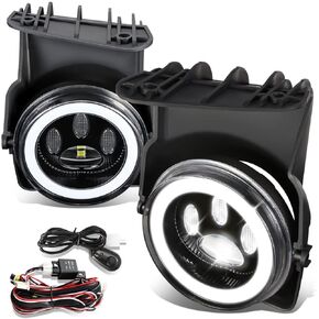 DNA MOTORING FL-ZTL-358-CH Pair of Full LED Fog Lights Compatible with 2003-2006 GMC Sierra 1500 2500 3500,Chrome Housing/Clear Lens