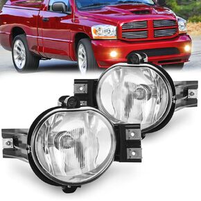 Driving Fog Lights Lamps Assembly for 2002-2008 Dodge Ram 1500 2500 3500 Pickup Truck Fog Light Replacement with Halogen Bulbs Switch and Wiring Harness