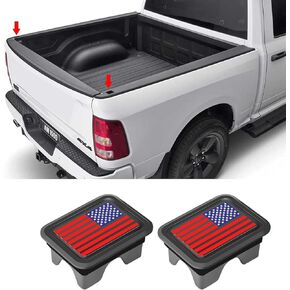 CONGCONG Fit Ram 1500 Stake Pocket Covers, American Flag Rear Truck Bed Rail Stake Pocket Cover Compatible with Dodge Ram 1500、2019-2024(White)