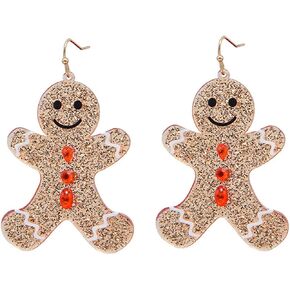 Christmas Gingerbread Man Charm Dangle Earring Cute Stick of Candy Drop Earring Acrylic Fashion Xmas Party Jewelry for Women