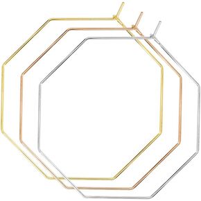 3 Pairs Big Geometric Hoop Earrings, 18K Gold Plated Minimalist Octagon Lightweight Thin Hoops Earrings Large Gold Hoop Stainless Steel Earrings Set for Women Sensitive Ear, 40mm-60mm