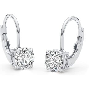 2 to 6 Carat Moissanite Leverback Earrings for Women in White and Yellow Gold (D-E, VVS, cttw, 6.5mm-9mm) Hoops by GLAM AND GEMS