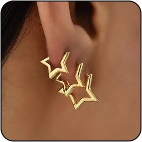 Gold Heart Hoop Earrings for Women Gold Rectangle Earrings Star Hoop Earrings Earrings Small Hoop Earrings Set for Women Chunky Gold Square Earrings Silver Star Hoop Earrings Dainty Jewerly