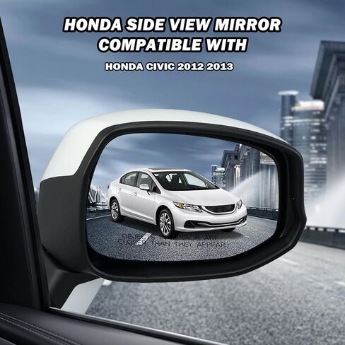 Passenger Side Mirror Compatible with Honda Civic 2012 2013 2014 Rear View Mirror with Power Glass,Non-Heated Manual Folding White in Kuwait