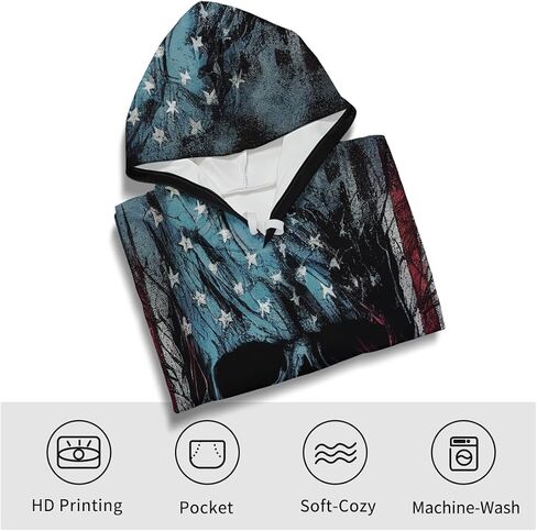TiwBski Novelty American Flag Hoodies for Men Skull Graphic Hoodie Sweatshirt Pullover in Saudi Arabia