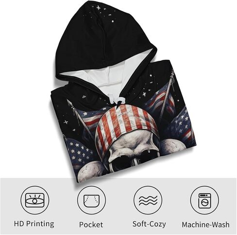 TiwBski Novelty American Flag Hoodies for Men Skull Graphic Hoodie Sweatshirt Pullover in Saudi Arabia