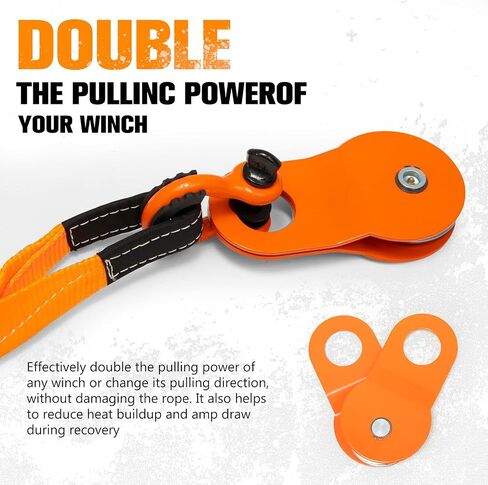 BUNKER INDUST Heavy Duty Recovery Strap Kit, 20'+8' Tow Strap + Winch Line Dampener +Snatch Block +D-Ring Shackles + Gloves +Soft Shackle +Bag,Off Road 4x4 Gear Winch Accessories in Kuwait