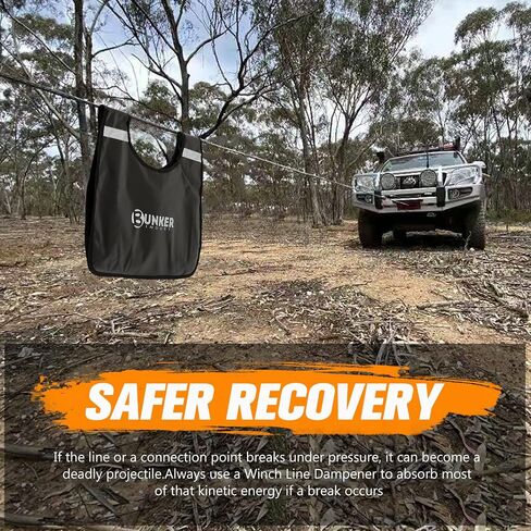BUNKER INDUST Heavy Duty Recovery Strap Kit, 20'+8' Tow Strap + Winch Line Dampener +Snatch Block +D-Ring Shackles + Gloves +Soft Shackle +Bag,Off Road 4x4 Gear Winch Accessories in Kuwait