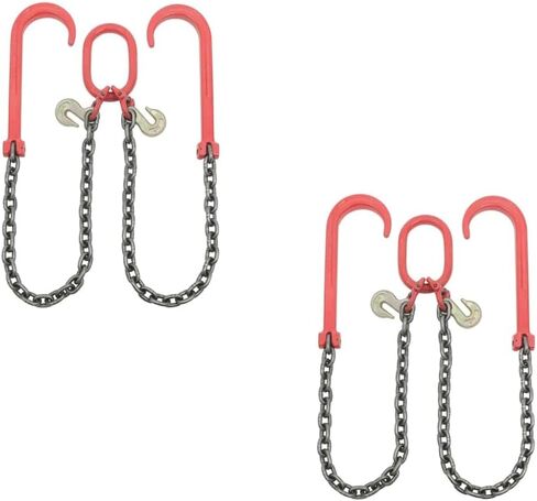 Mytee Products Grade 80 V Bridle Chain, Tow Recovery G80 3/8" x 3' Chain 7100# Lbs, Two 15" J-Hook & Eye Cradle Grab Hook in Saudi Arabia