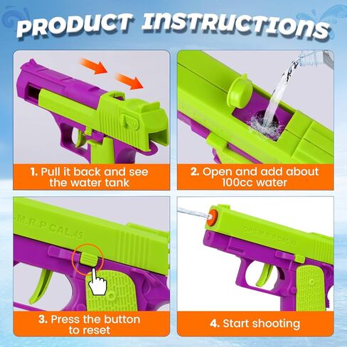 2 Pack Water Gun Squirt Guns for Kids - Mini Water Blaster Soaker 100cc Capacity Water Pistol Toys, Ideal Summer Gifts for Swimming Pool Beach Outdoor Water Toys for Boys Girls (Blue Gray) in Kuwait