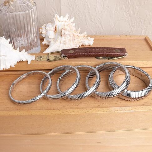 Chunky Snake Chain Bangle Bracelet for Woman, Stainless Steel Flexible Stretch Bracelets 20,16,12,10,8mm Bangles Trendy Jewelry Gifts in Saudi Arabia