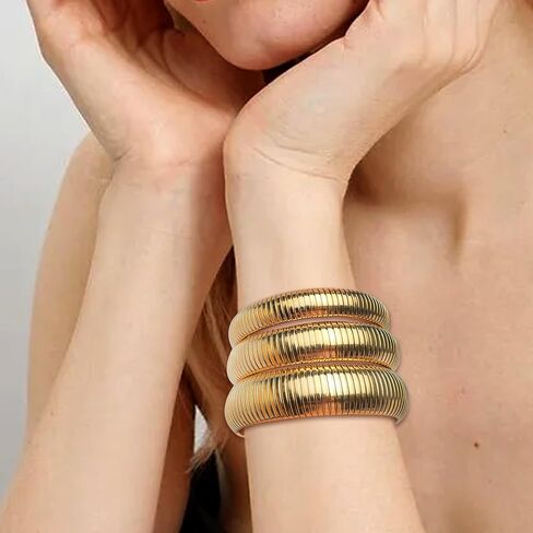 Chunky Snake Chain Bangle Bracelet for Woman, Stainless Steel Flexible Stretch Bracelets 20,16,12,10,8mm Bangles Trendy Jewelry Gifts in Saudi Arabia