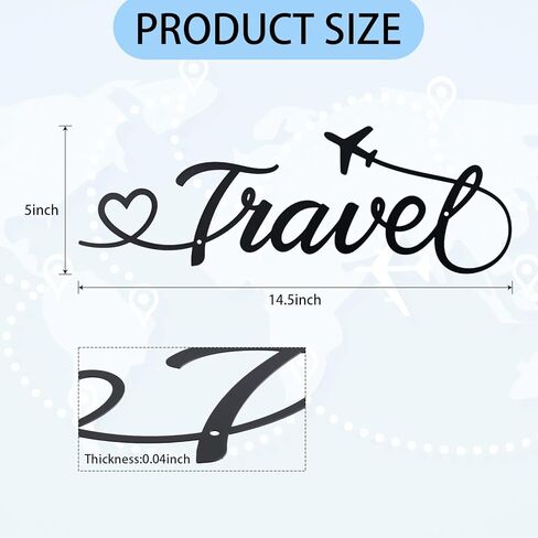 OYEFLY Travel Wall Decor,Metal Travel Decor, Travel Theme Classroom Living Room Bedroom Decor (Metal heart) in Kuwait