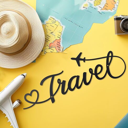 OYEFLY Travel Wall Decor,Metal Travel Decor, Travel Theme Classroom Living Room Bedroom Decor (Metal heart) in Kuwait